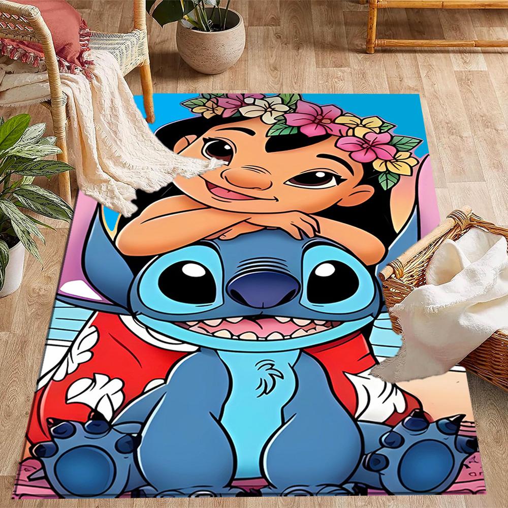 Lilo And Stitch Dance Party Disney Cartoon Theme Anti-Slip Rug - Polyester, Home Decor, Suitable for Bedrooms, Living Rooms, Doorways, and Studios