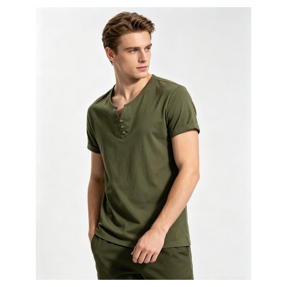 Men's Plus Size Henley Shirt (Up To 8XL) - 95% Cotton Short Sleeve Casual T-Shirt with Button Placket - Big and Tall Summer Top