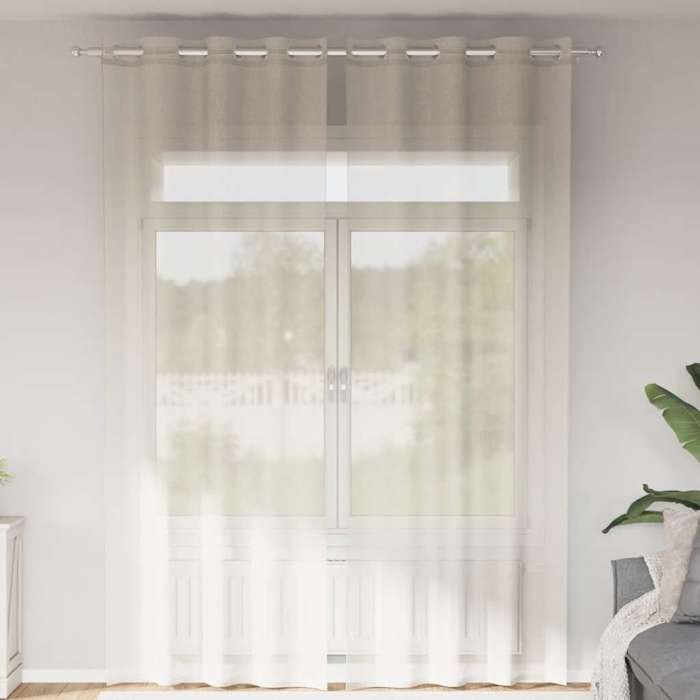 VidaXL Rideaux en voile avec œillets 2 pcs crème 140x300 cm, rideau en filet, rideau transparent, voile de fenêtre, 4102076