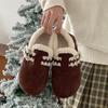 Fleece thickened warm thick-soled cotton shoes, new autumn and winter retro Birkenstock fluffy shoes