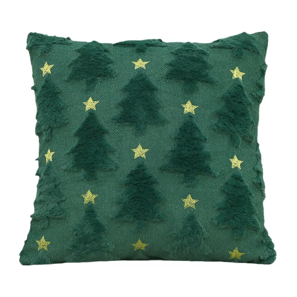 Christmas Tree Pillow Covers 45x45cm Soft Plush Decorative Cushion Case for Festive Home Winter Decor