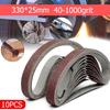 10 STK. Schleifbänder 330*25mm Bandschleifer Aufsatz Schleifer Polierer Elektrowerkzeug Zubehör Holz Metall Polieren