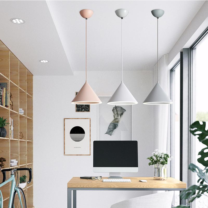 Lampă suspendată cu LED modernă cu abajur din aluminiu pentru sufragerie, cafenea, bar, restaurant, lampă suspendată cu con nordic Lampadario