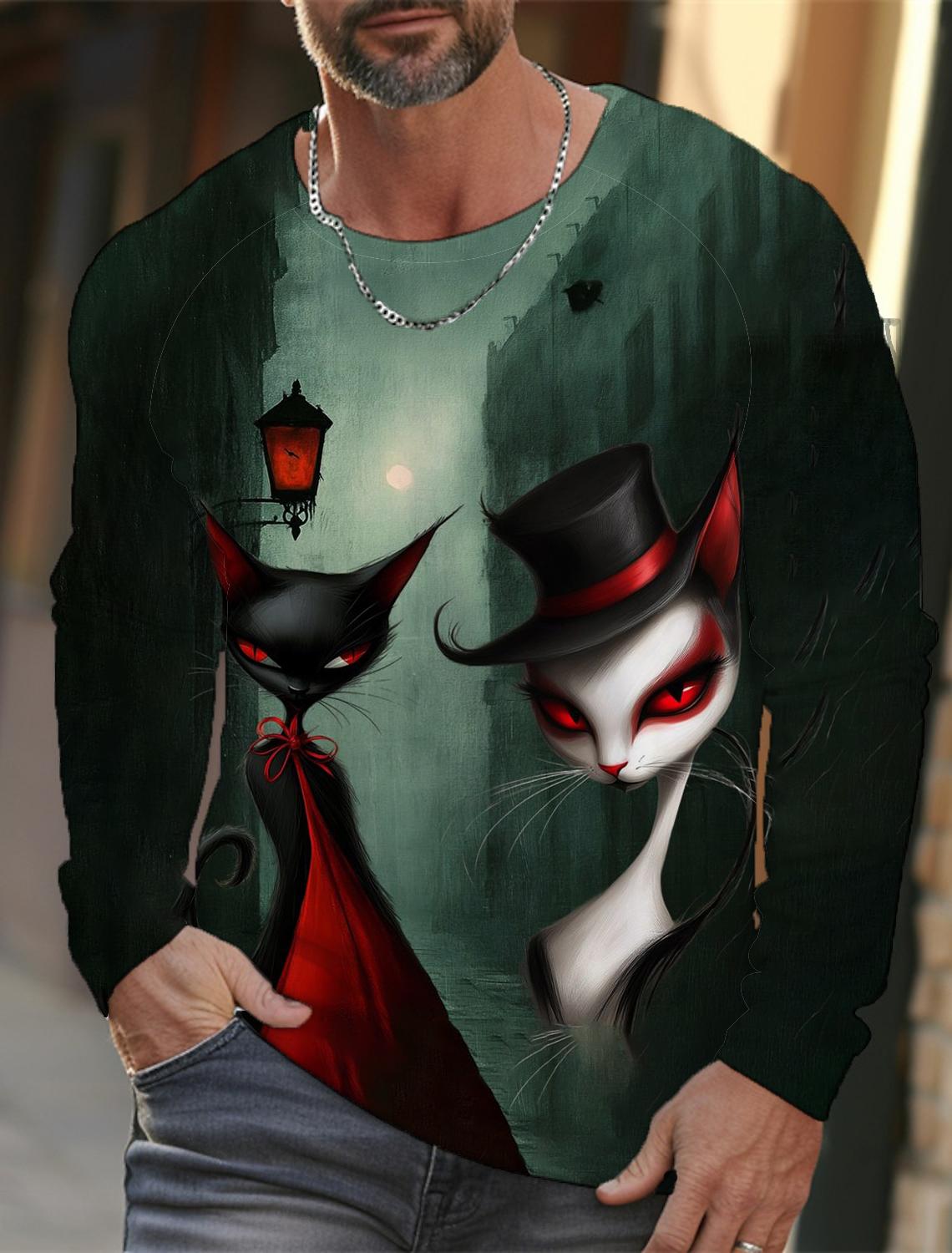 

Чоловіча футболка з кумедним 3D-принтом тварин, хіп-хоп, вуличний одяг Harajuku, осінній вільний топ, модна бавовняна чоловіча футболка з довгим рукавом 5XL