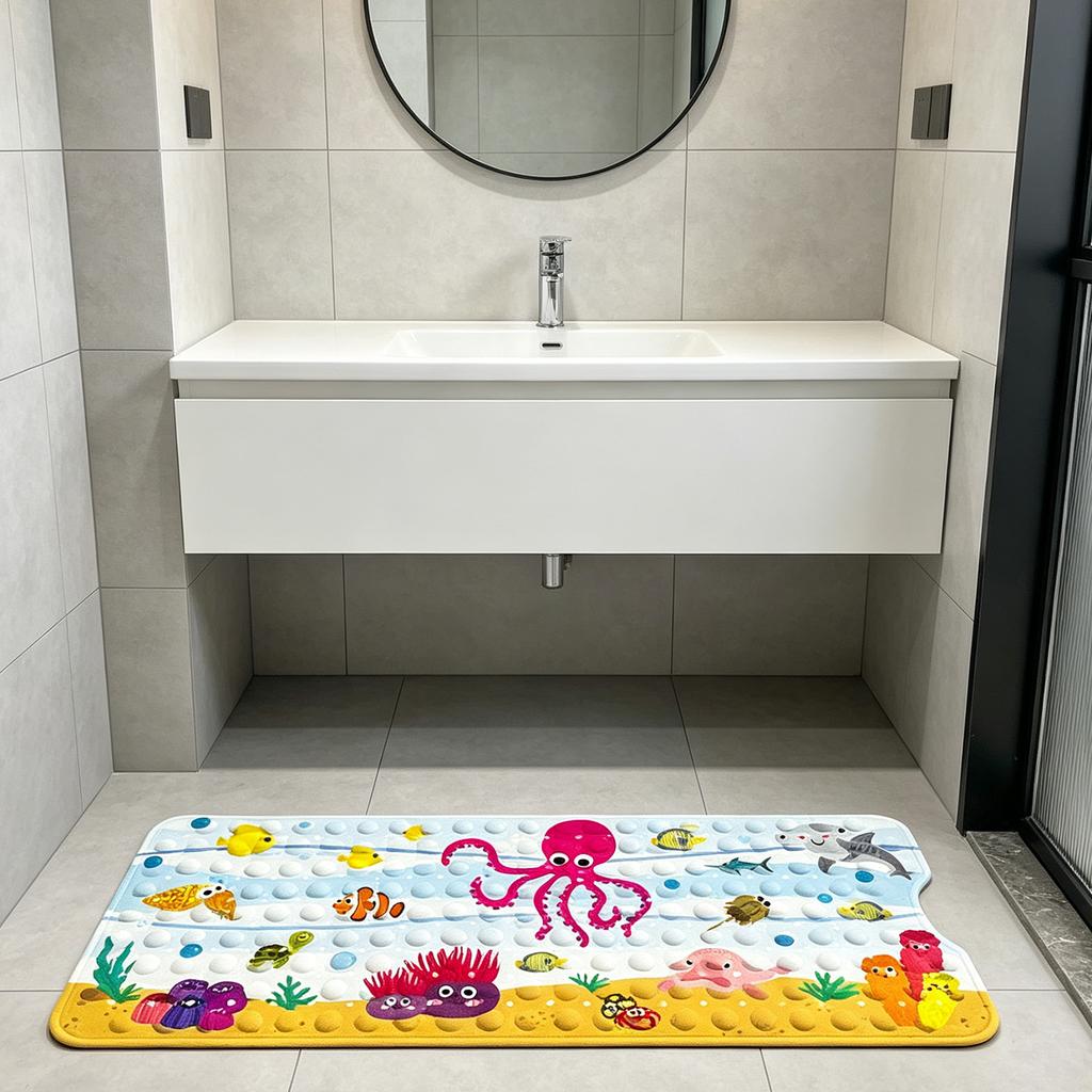 Badewanne mit Saugnäpfen, Keine Badewanne, Extra lange Duschmatte für Wanne und Boden