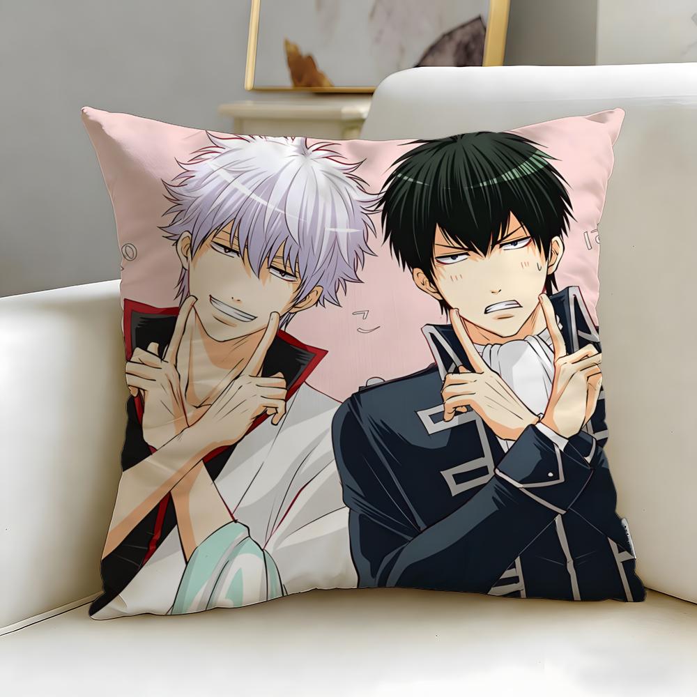 classic anime Gintama Cushion Cover Soft  EasyWash Pillow Case  Versatile for Couch Bed Travel and Office