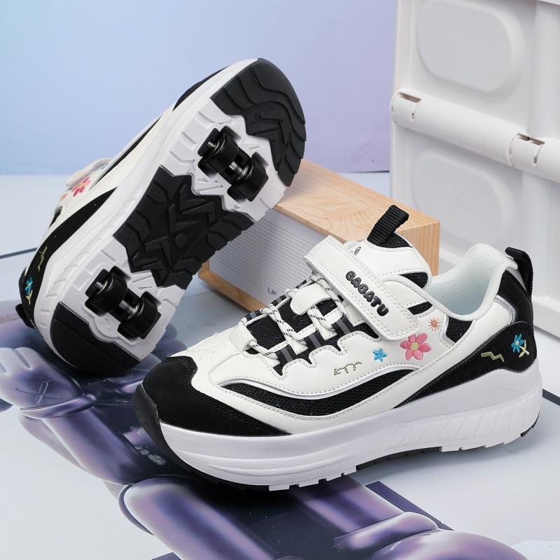 Chaussures Déformées pour Enfants/tGarçons/ Filles Patins à Roues Alignées à Double Usage à Quatre Roues Chaussures de Course Patins à Roues