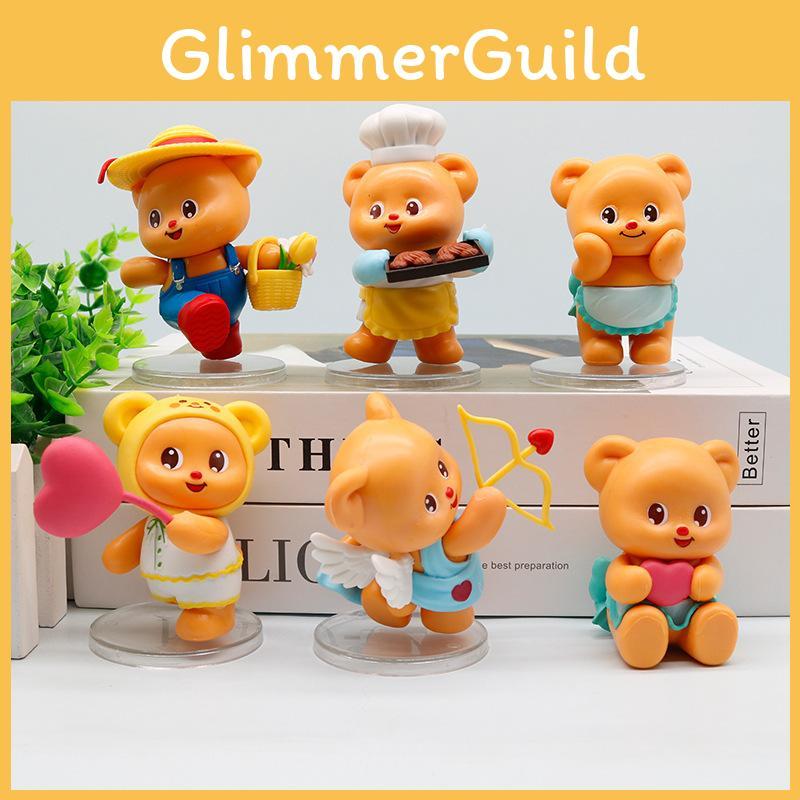 Bear Lovable Butter Pvc Figurine For Creative Desk Decor And Trendy Collectible