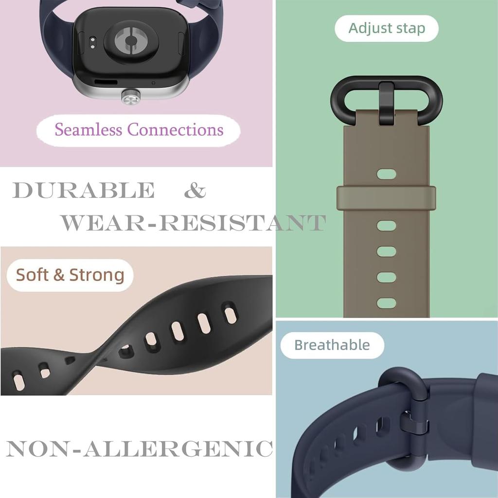 Bands Compatible with Xiaomi Redmi Watch 4/Xiaomi Mi Band 8 Pro Straps, [3 Pieces] Extensible Wristband Replacement Silicone Strap for Redmi Watch 4