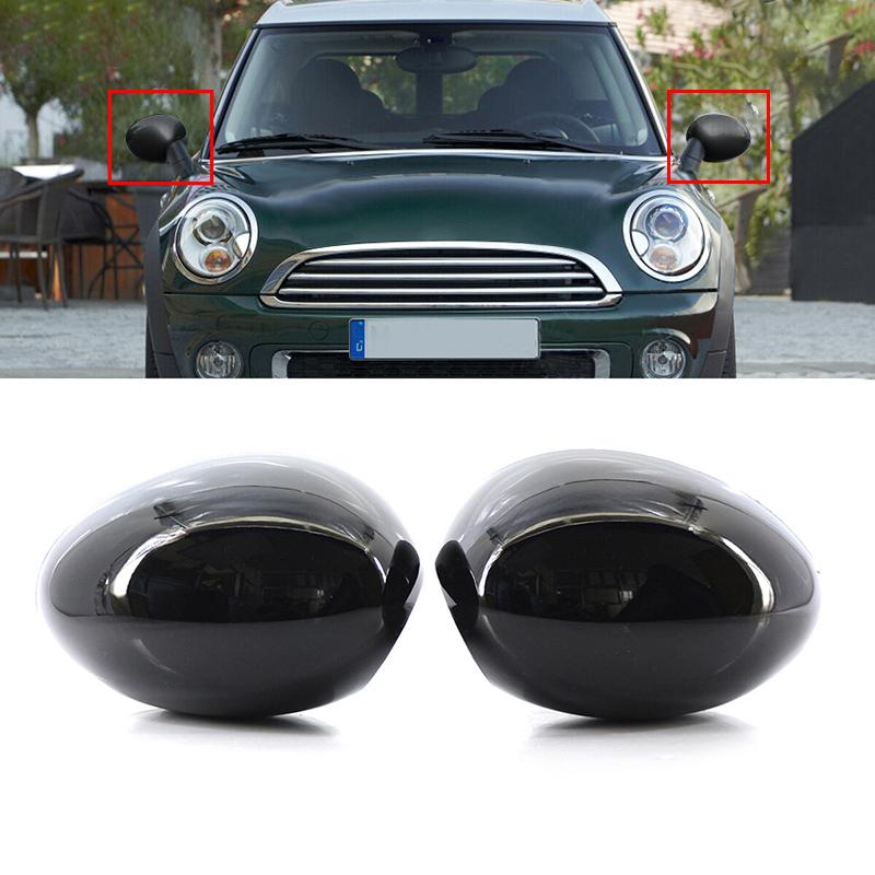 1 Pair Door Side Wing Mirror Cover Rearview Mirror Cap Gloss Black Left Right for Mini R55 R56 R57 R58 R59 R60 R61 Clip-on
