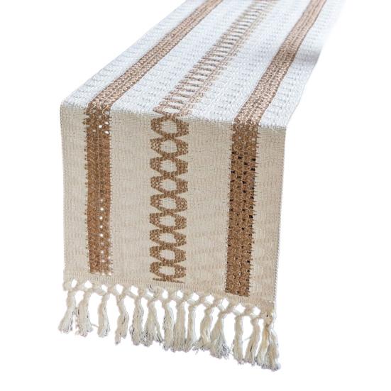 Runner da tavola con nappe, tovaglia dal design cavo in stile Boho per feste di matrimonio, decorazioni rustiche in stile rustico