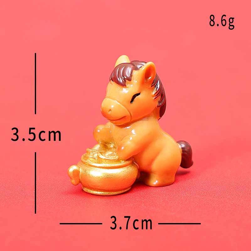 2026 Year of the Horse Resin Lucky Pony Figurines Small Ornament Cute Wealth Mini Decor for Chinese New Year