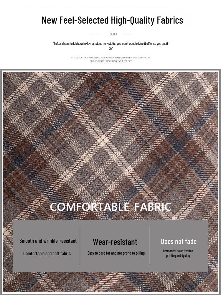 Red Plaid Women's High-Waist A-Line Skirt, Stylish Petite Woolen Skirt for Spring/Autumn 2026.