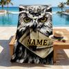 Custom Name Owl Letter Stylish Digital Printing Beach Towel Quick‑Drying Absorbent Blanket for Beach Pool Gym Travel