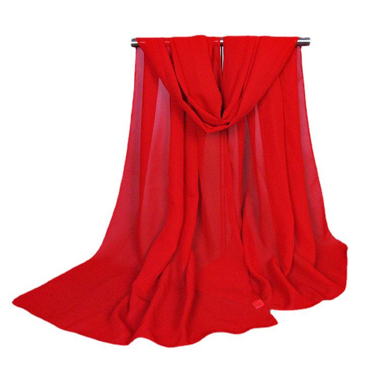 Однотонная шаль из шифона-жоржета красного цвета - Легкий женский танцевальный шарф