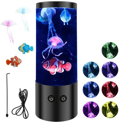 Jellyfish Lamp Rechargeable Decorative Aquarium Night Light LED Jellyfish Lamp Bedroom Nightlight for Office Room and Home Decor