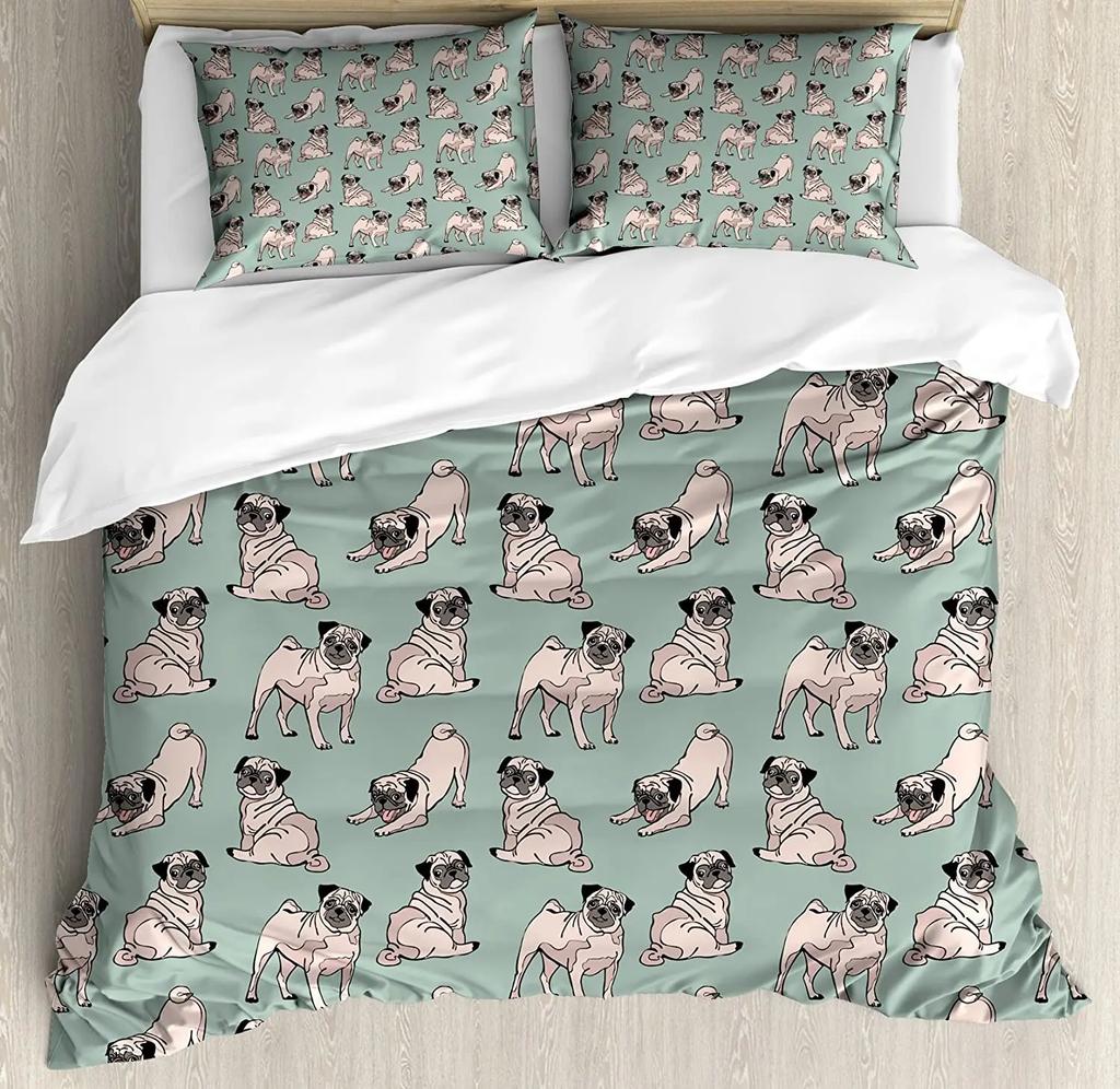 Bulldog Bedding Set For Bedroom Bed Home Group Of Young French Bulldogs With Adorable Exp Duvet Cover Quilt Cover And Pillowcase