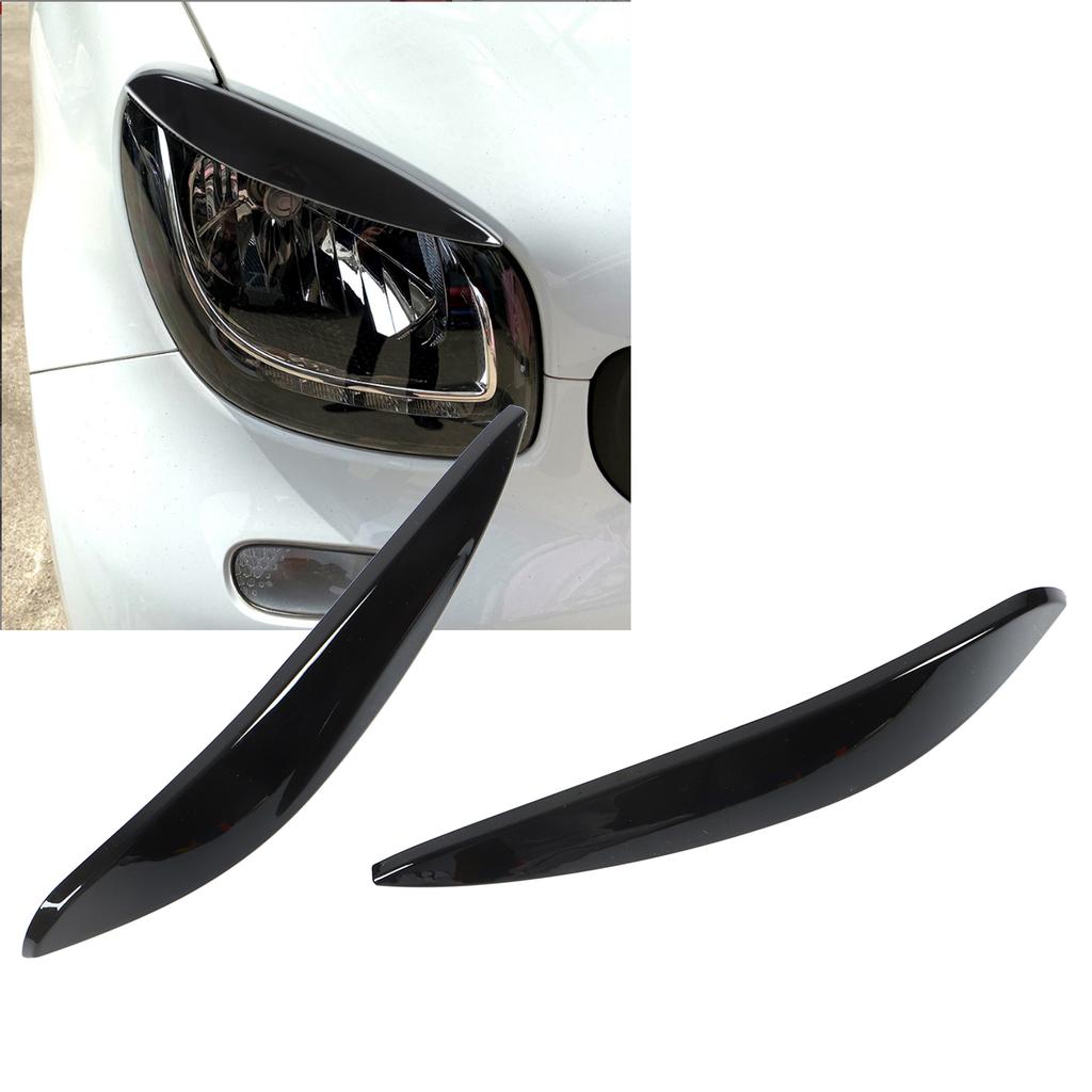 2pcs Headlight Eyebrow Left Right ABS Replacement for   Smart 453 Fortwo Forfour 2015‑2020