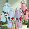 1PC Texas Longhorn Bull Logo Print 750ml Color Plastic Sports Water Bottle Leakproof Flip Straw Lid Suitable for Sports Office Home Use
