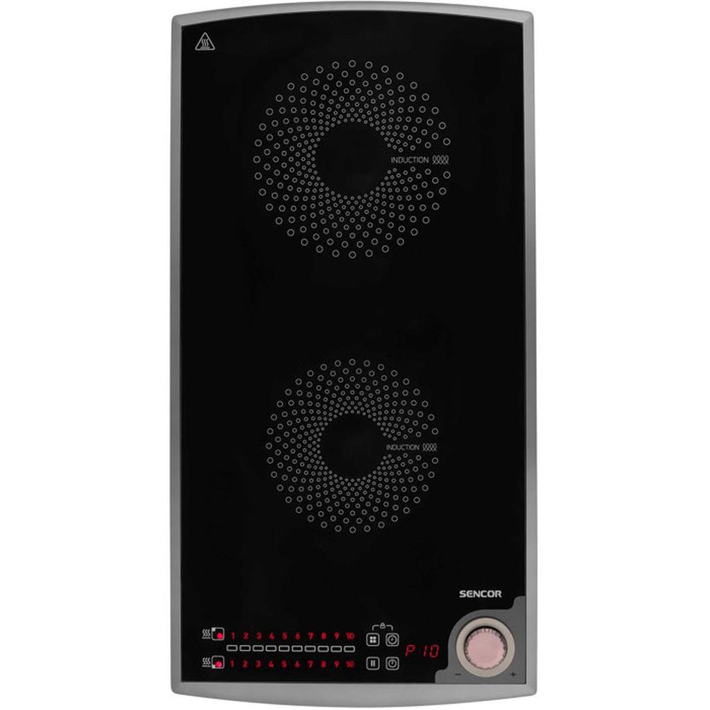 Plaque de cuisson à induction Sencor SCP 5414GY - 2 foyers - Commandes tactiles - 10 niveaux - Compacte - 3100 W - Noire