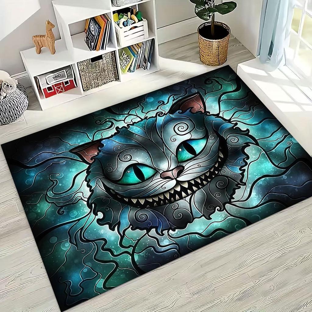 Dream Cheshire Cat Alice in Wonderland Cartoon Rug for Bedroom Living Room Sofa Home Doormat Decor, Large Kid Non-slip Floor Mat