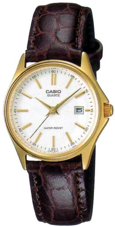

CASIO COLLECTION Mod. LADY DATE LEATHER - WHITE, GOLD INDEXES LTP-1183Q-7ADF
