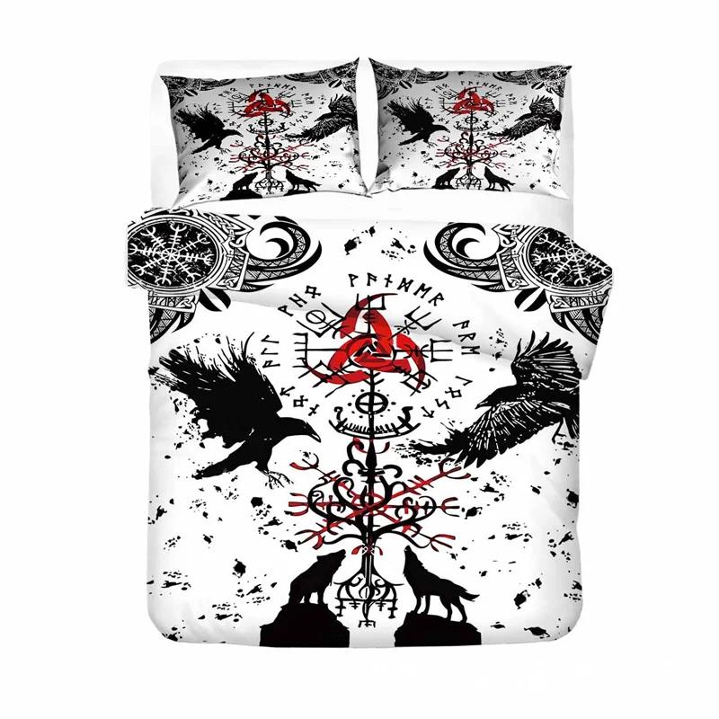 

Viking Soft Duvet Cover Set, Scplusinavian Folklore Motifs Northern Germanic Culture Mjolnir,2/3pcs Beding Set King-Sized Dimensionsd Dimensions 100*200cm Single