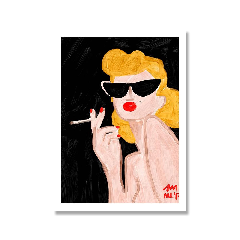 Abstract Fashion Office Girl Poster Print Nordic Colorful Line Face Canvas Painting Wall Art Picture For Livingroom Unique Decor