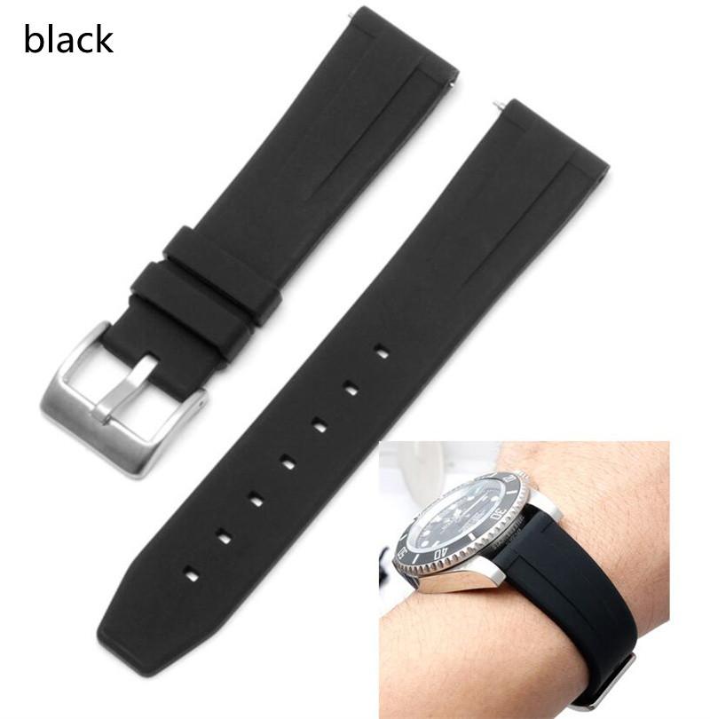 Natural Green Fluoro Rubber Watchband 18 20 22mm Black Blue Gray Brown Swift Bar Pin Clasp Strap Fit For Seiko RX Tissot Watch