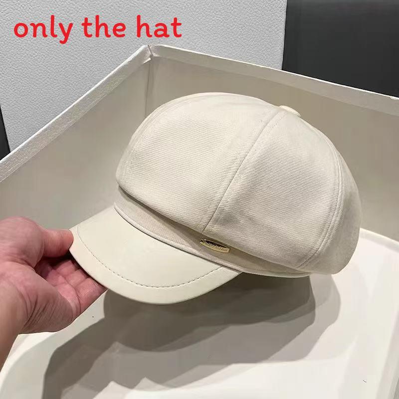 

Vintage Octagon Hat For Women With Breathable Wool Material For Autumn And Winter Style OffWhiteMetallic