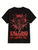 Falling In Reverse Graphic Tshirt Black With Red Edgy Design Lightweight Machine Washable Unisexs Casual Streetwear