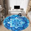 Blue Mandala Art Print: Circular Design, Abstract Blue Flower PatternRound Non-Slip chair mat chair carpet for office Rugs for Office Decor Gift For V