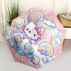 Hello Kitty,Rainbow Fantasy Automatic Umbrella-Foldable, Durable 8-Bone Design, Compact and Stylish, Great for Camping, Halloween, Christmas