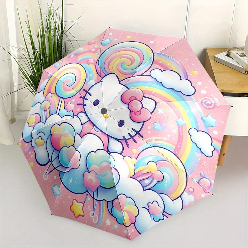 

Hello Kitty,Rainbow Fantasy Automatic Umbrella-Foldable, Durable 8-Bone Design, Compact and Stylish, Great for Camping, Halloween, Christmas