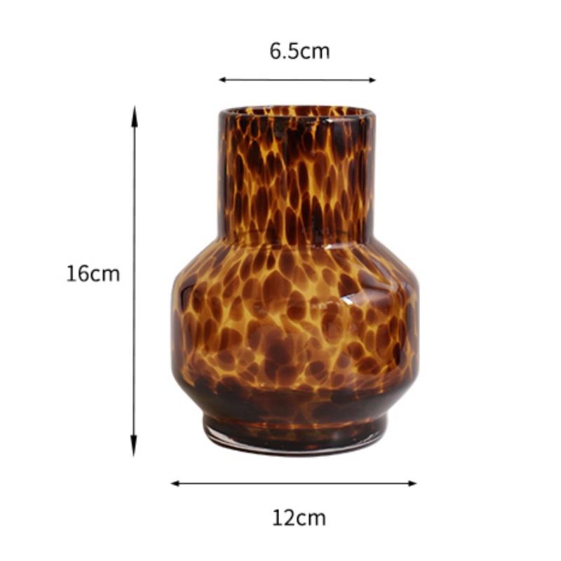 Tortoiseshell Glass Vase Vintage Leopard Print Plant Flower Pot Floral Arrangement Display Crafts Home Decoration Accessories