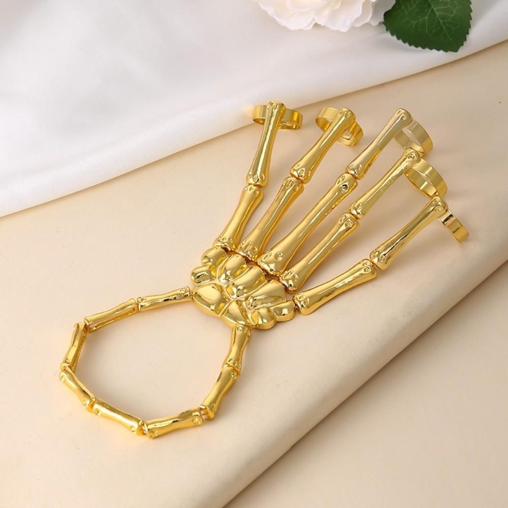 Adjustable Skull Bone Bracelet Retro Texture Halloween Hand Chain Gothic Finger Bangle Cosplay
