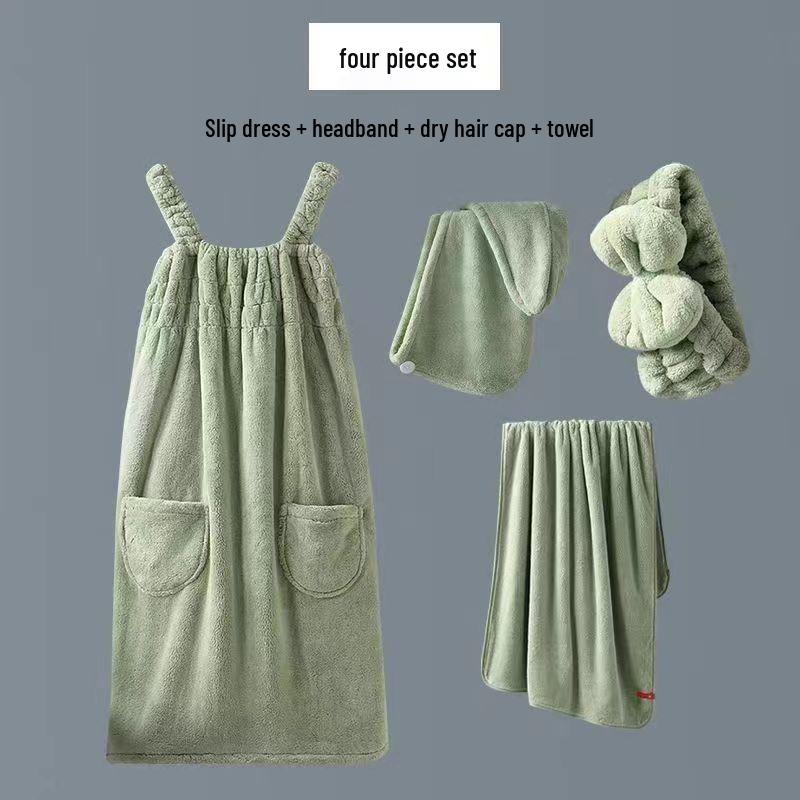 Women's Wrapable Cotton Bath Towel - Quick-Drying, Absorbent, Wearable Skirt with Pocket (2024 Summer Edition)