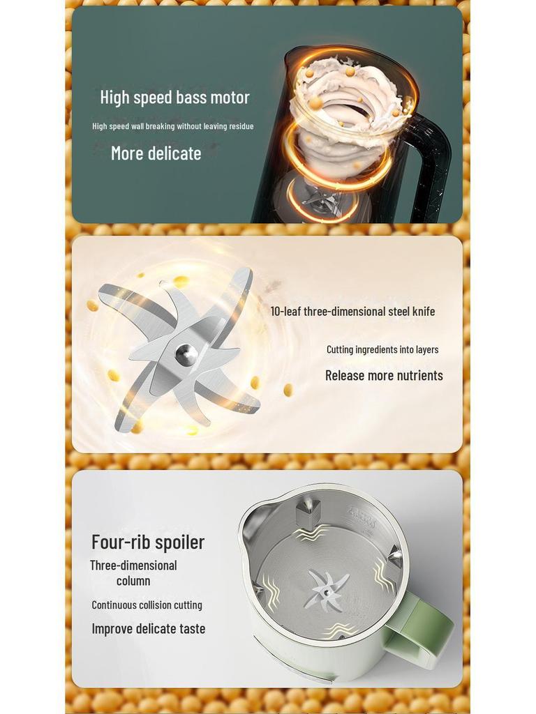 800ml Mini Soy Milk Machine: Fully Automatic, Small Household Appliance for 1-2 People, Food Mixing, and Wall-Breaking Technology