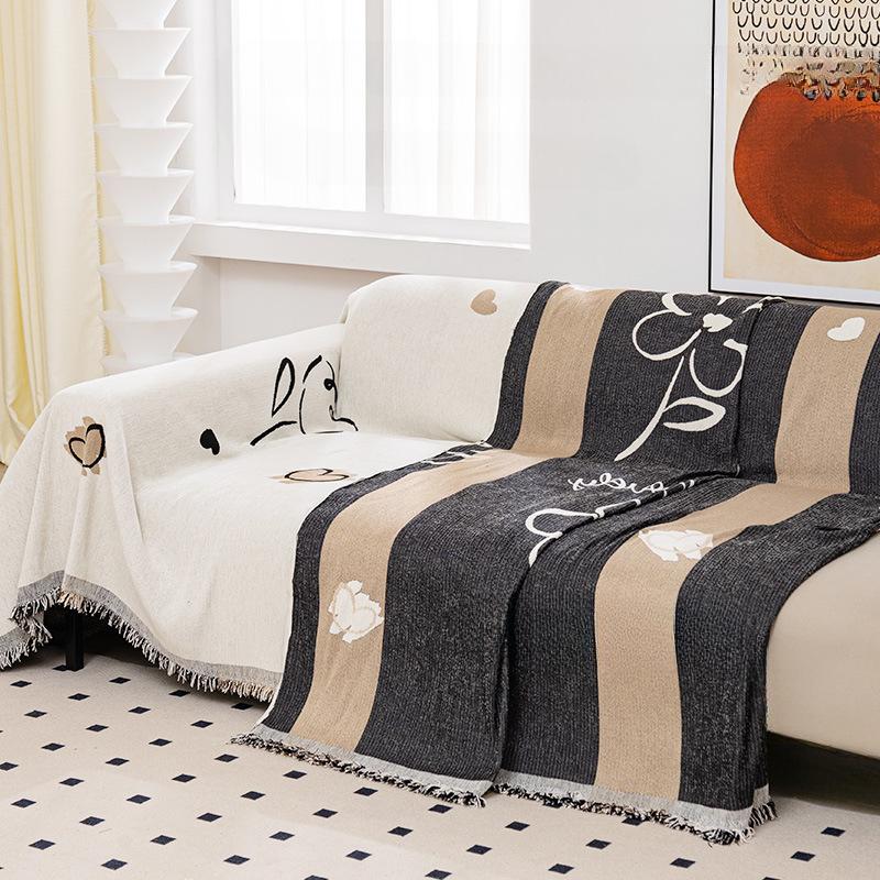 Chenille Sofa Towel Four Seasons All-Inclusive Sofa Cover Dust Cover Living Room Straight Row Sofa One Piece Cover Cloth