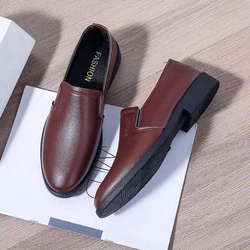 Real soft leather new fashion versatile dress leather shoes dad men's leather shoes business security shoes