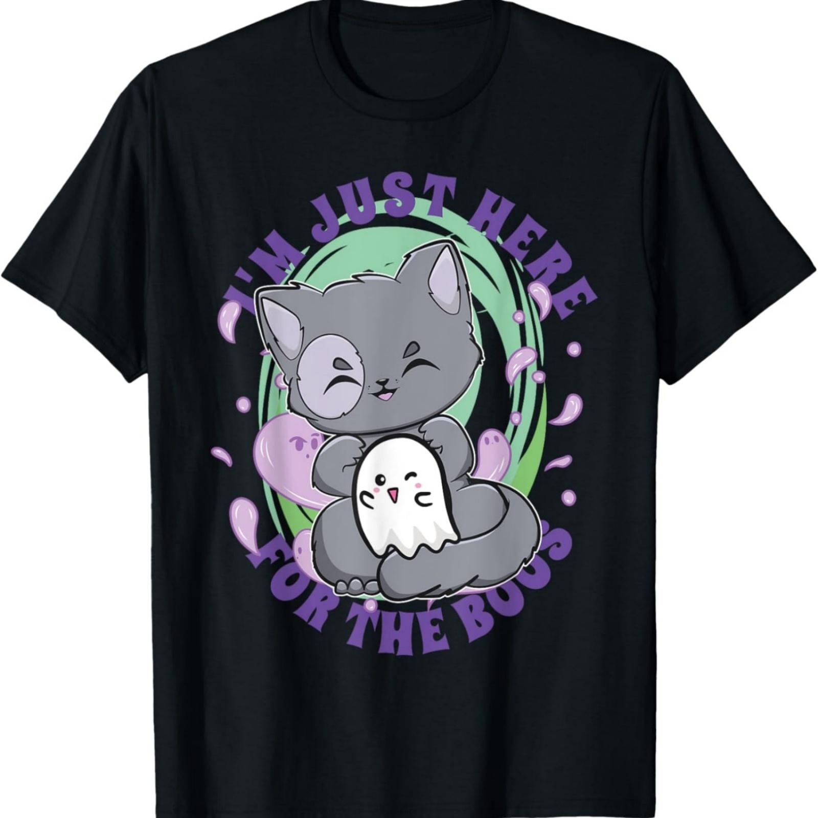 Munchkin Cat With Ghost For Cute Halloween Fans T-Shirt XXXXXL разноцветный