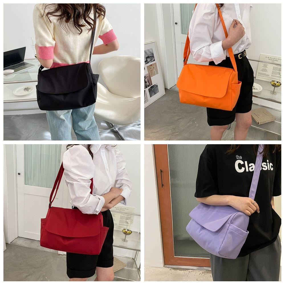 

Solid Color Canvas Bag Large Capacity Simple Square Bag Simple Lightweight Shoulder Bag Students чёрный