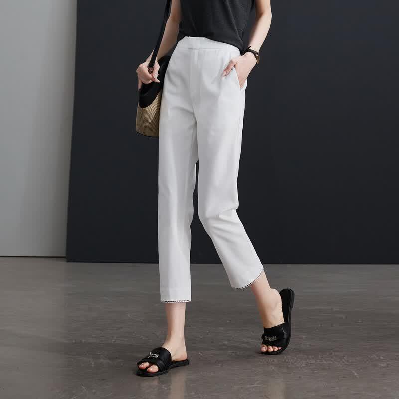 SOFSIL 2026 Summer High-Waist Cropped Casual Pants