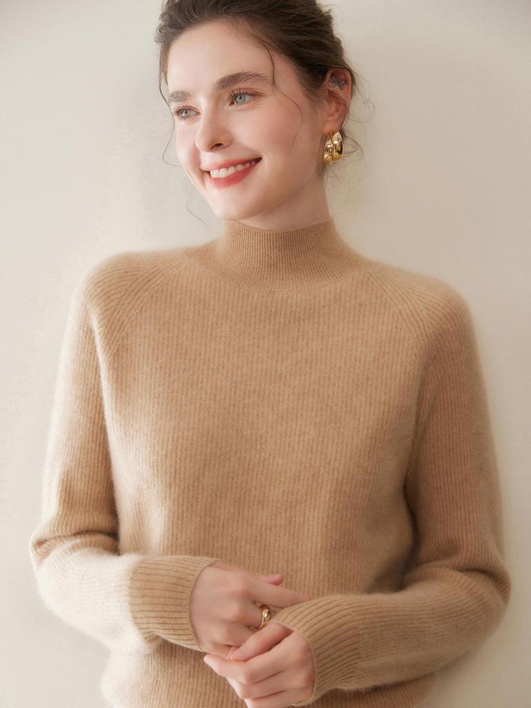 Autumn Winter Twelve-Needle Ribbed Cashmere Sweater Women's Warm Fashion Pullover