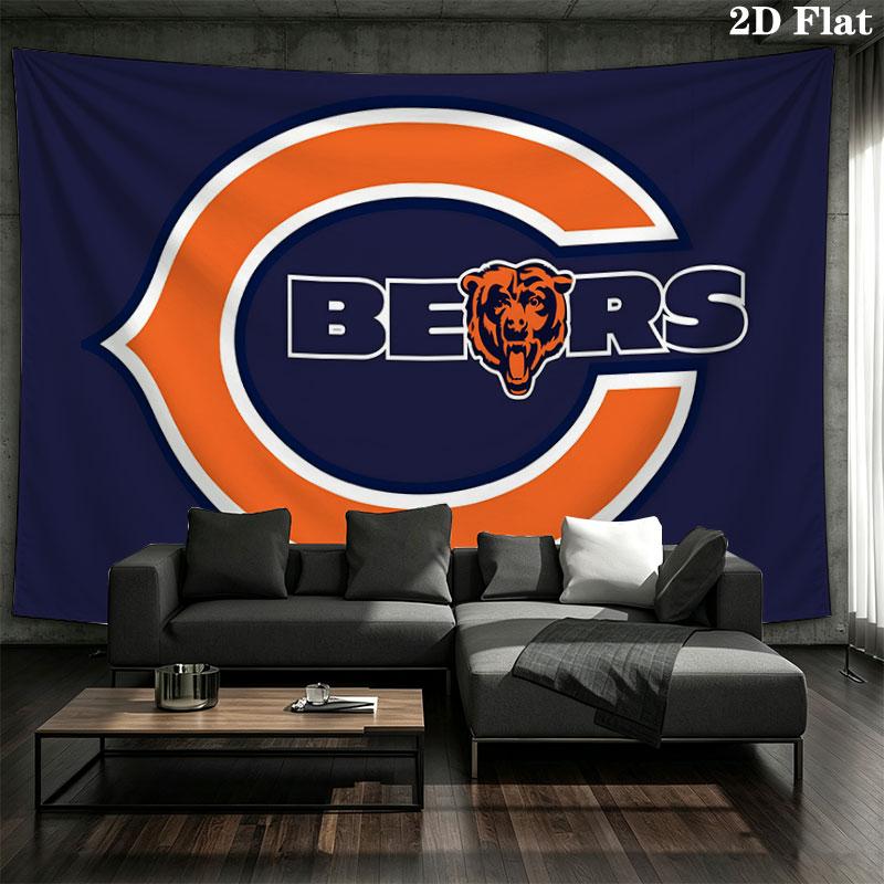 Chicago Bears Wall Tapestry, Aesthetic Printed Fabric Blanket, Suitable for Bedroom, Living Room, and Home Decor.
