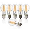 Kyodo Lighting [Set of 6] Edison Clear E17 60W Equivalent Filament LED Bulbs GT-A40-T4W-6B, Warm White, 600lm, Mini Globe Shape, for Chandeliers,