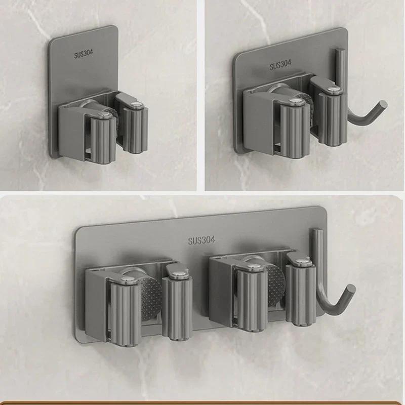 An Der Wand Montierte Mop-Organizer-Clips, Selbstklebend, Für Badezimmer, Mopp, Besenaufhänger, Halter, Rack-Haken, Mopp-Clip-Klemme Aus Edelstahl 304