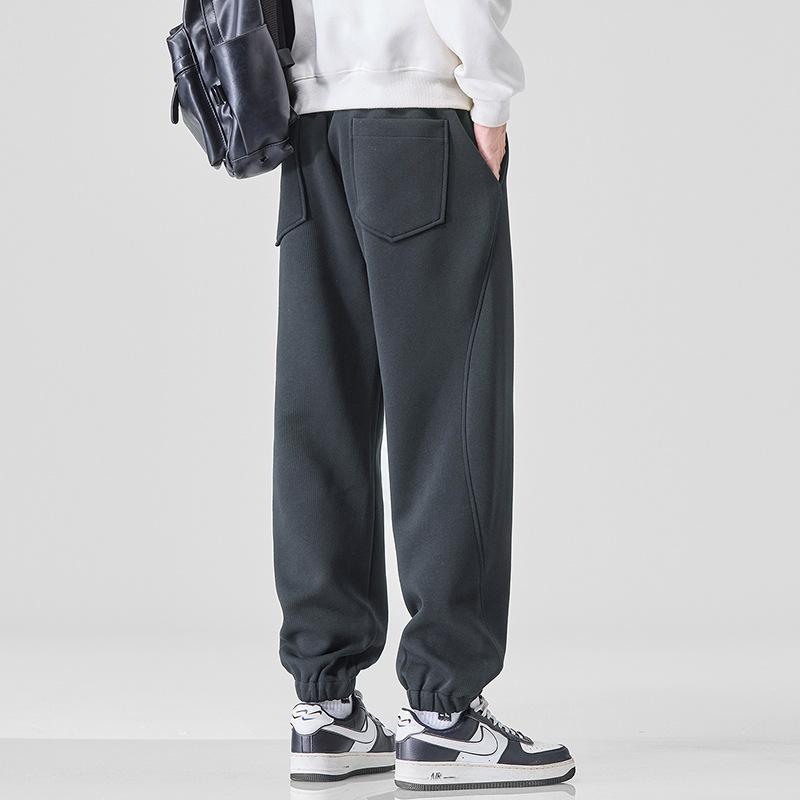 Ins Solid Color Simple Trendy Brand Tied Feet Nine-point Pants Sweatpants Men's Loose and Comfortable Elastic Waist Sports Casual Pants