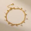 Women 18k Real Gold Double Layer Adjustable Bracelet White Zircon Lobster Clasp Hand Jewelry