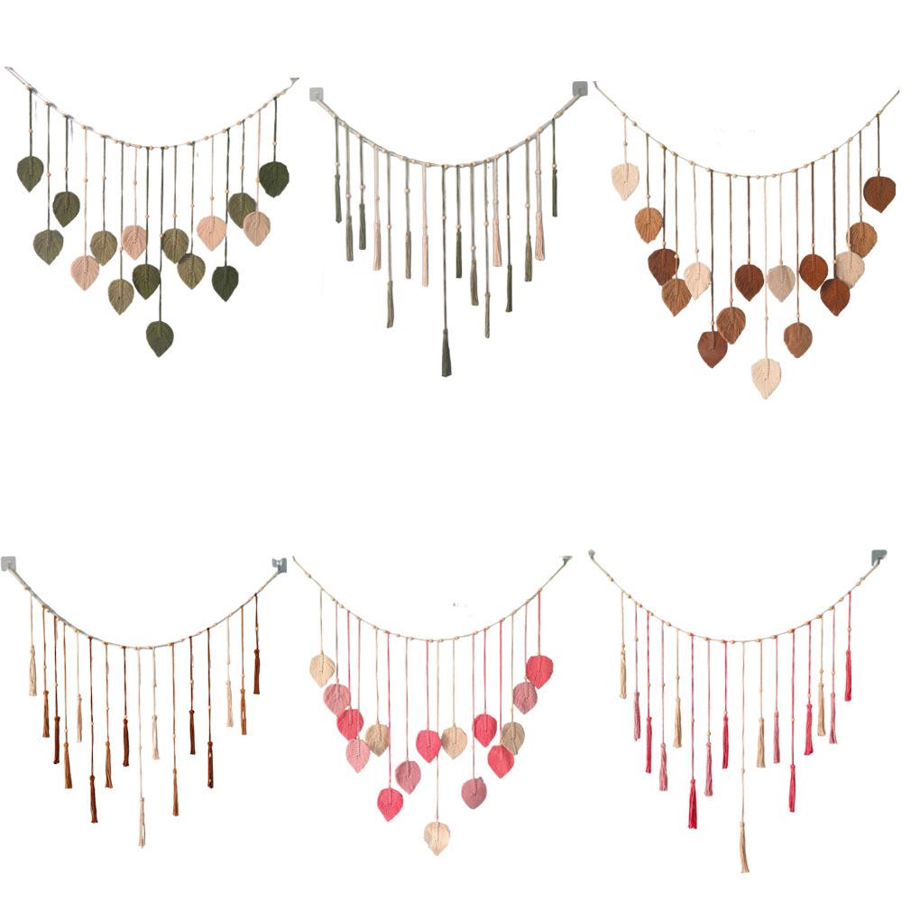 Boho Domáca Dekorácia, Macramé Gobelín Macramé List Pierko Závesná Dekorácia na Stenu pre Obývaciu Izbu Spálňu, Boho Nástenné Umenie Domáca Dekorácia